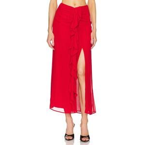Bardot Akasha Midi Skirt in Deep Red